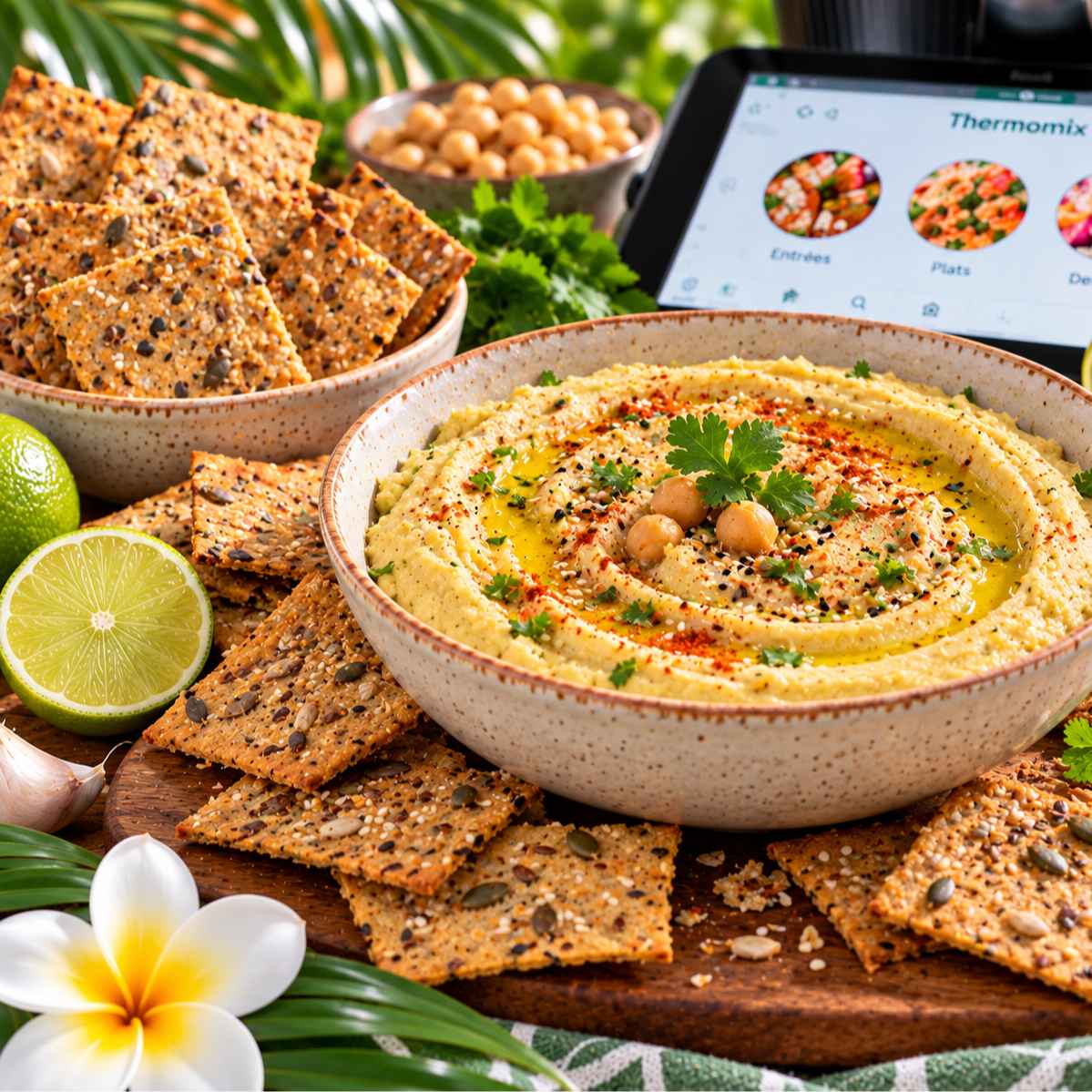 Houmous péi & crackers maison